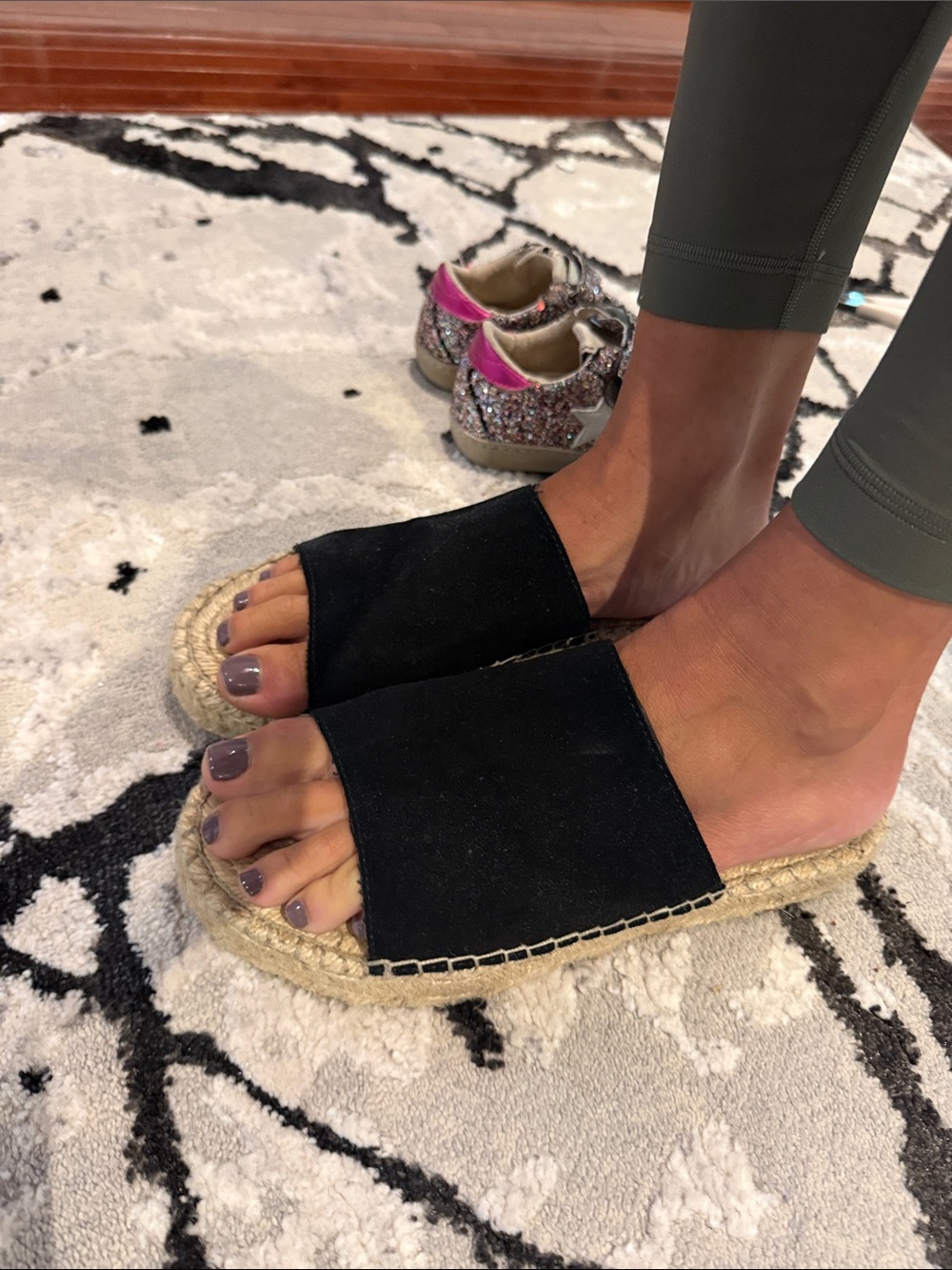 Black Slide Espadrille Sandals - Women size 8